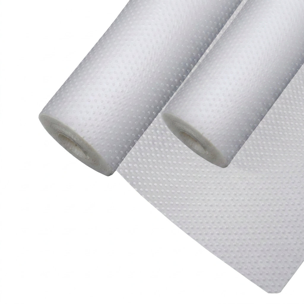 Two rolls of transparent EVA cabinet shelf liner mats for kitchen and pantry storage