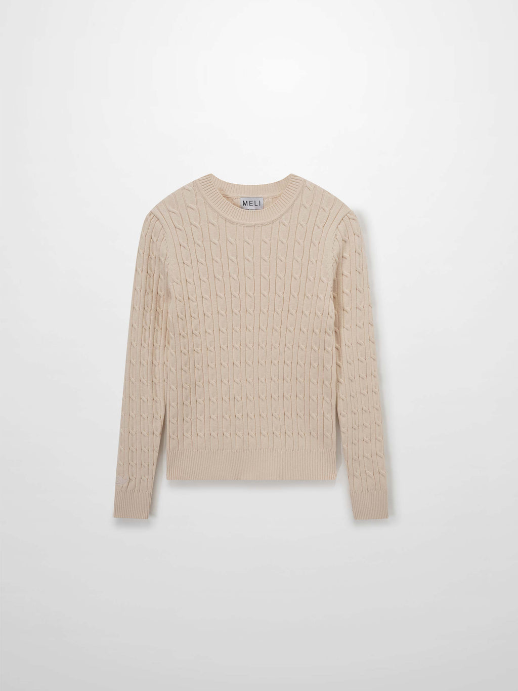 Crew Neck Cable Sweater-Peach-1