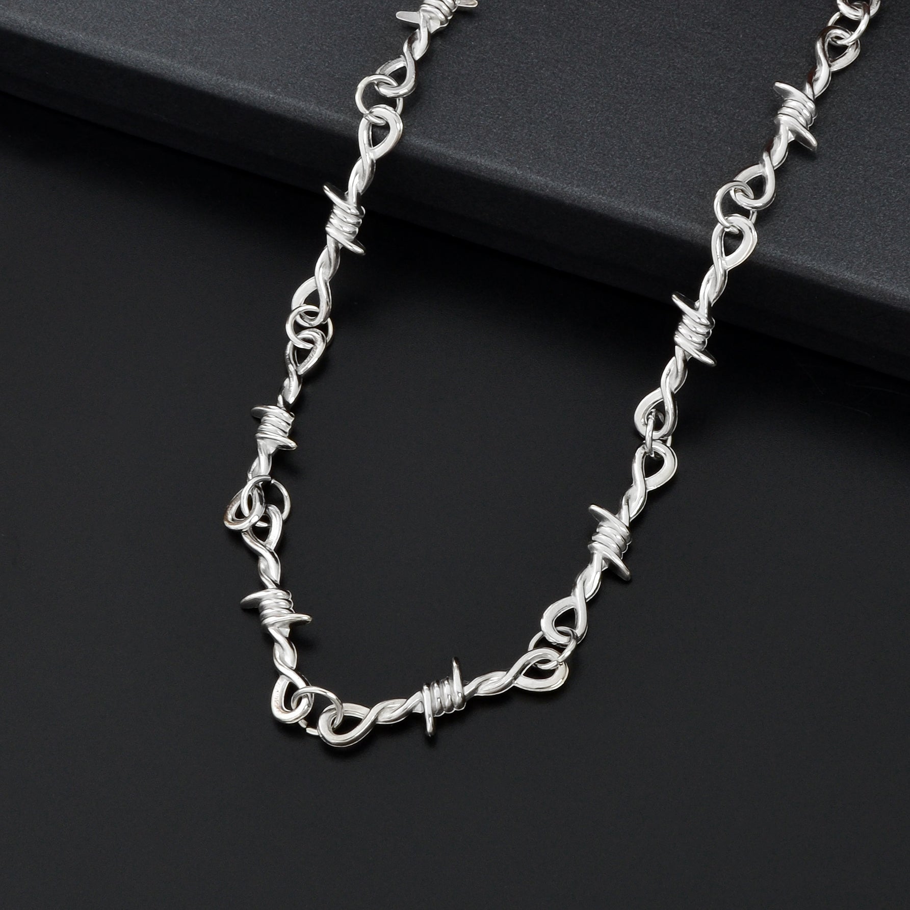 Punk rock style silver link chain collar necklace for gothic fashion and music festivals — view 3