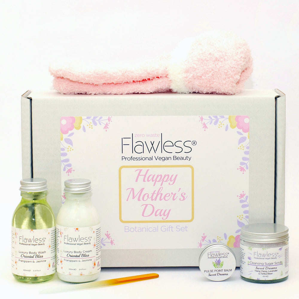 Mothers Day pamper gift set with botanical wash, sugar scrub, calming balm, and cozy fluffy socks — view 2