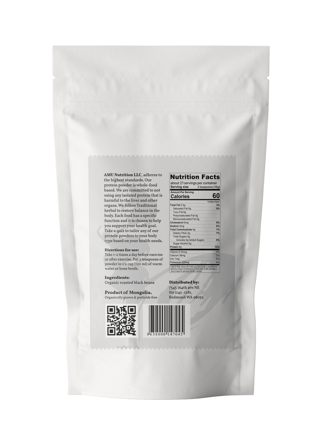 Roasted Black Bean Powder – 198 g Plant-Based Protein Superfood-1