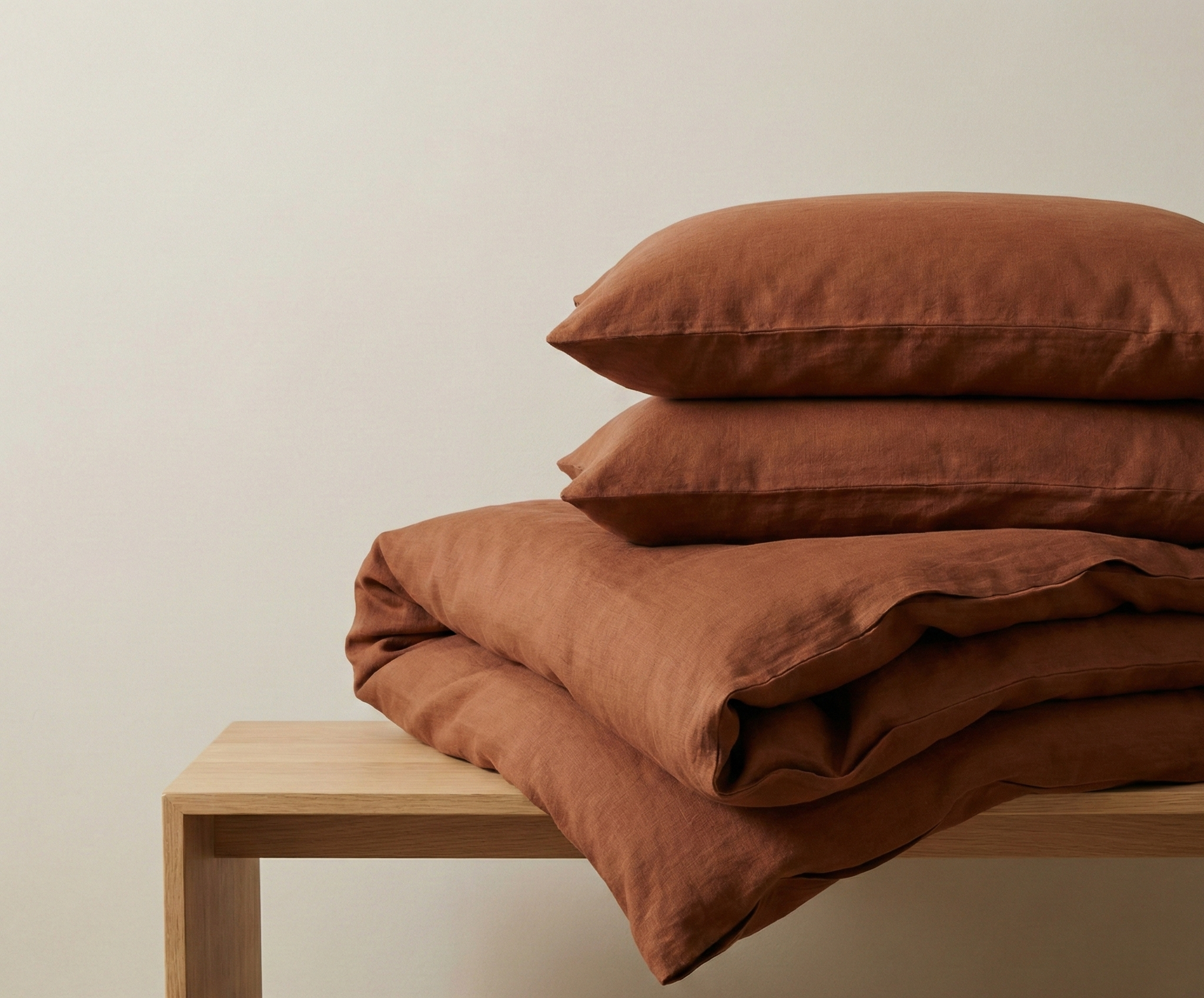 Linen cotton duvet cover set in berry purple with matching pillow shams and subtle texture — view 4