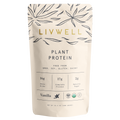 Vanilla bean plant-based protein blend powder, premium organic supplement for muscle recovery