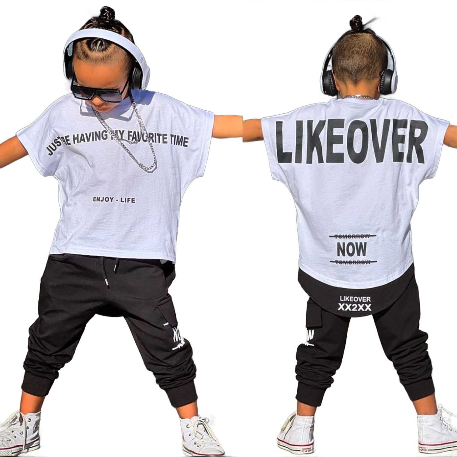 Boys jogger set in 100% cotton featuring a short sleeve t-shirt and matching elastic cuff pants — view 4