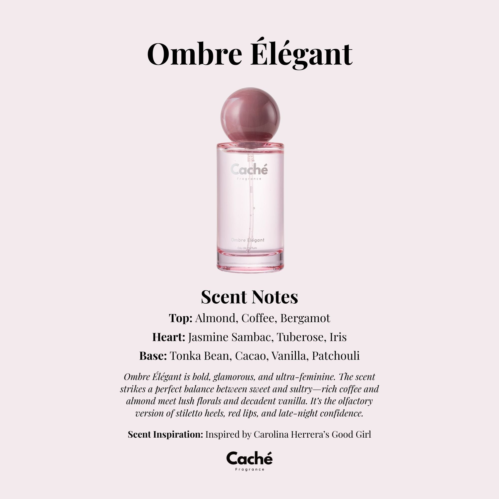 Caché Ombre Élégant 50ml Eau de Parfum women's fragrance bottle with floral and coffee notes — view 2
