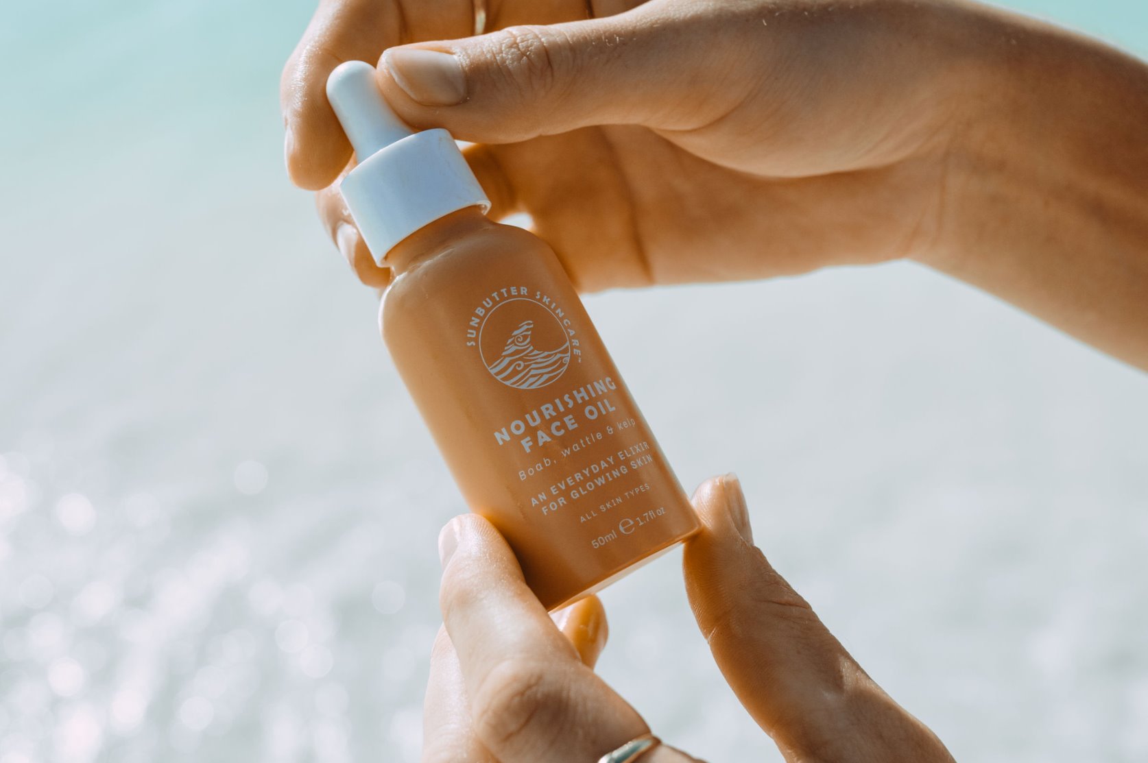 Nourishing boab wattle and kelp face oil glass bottle with dropper for daily skincare routine — view 2
