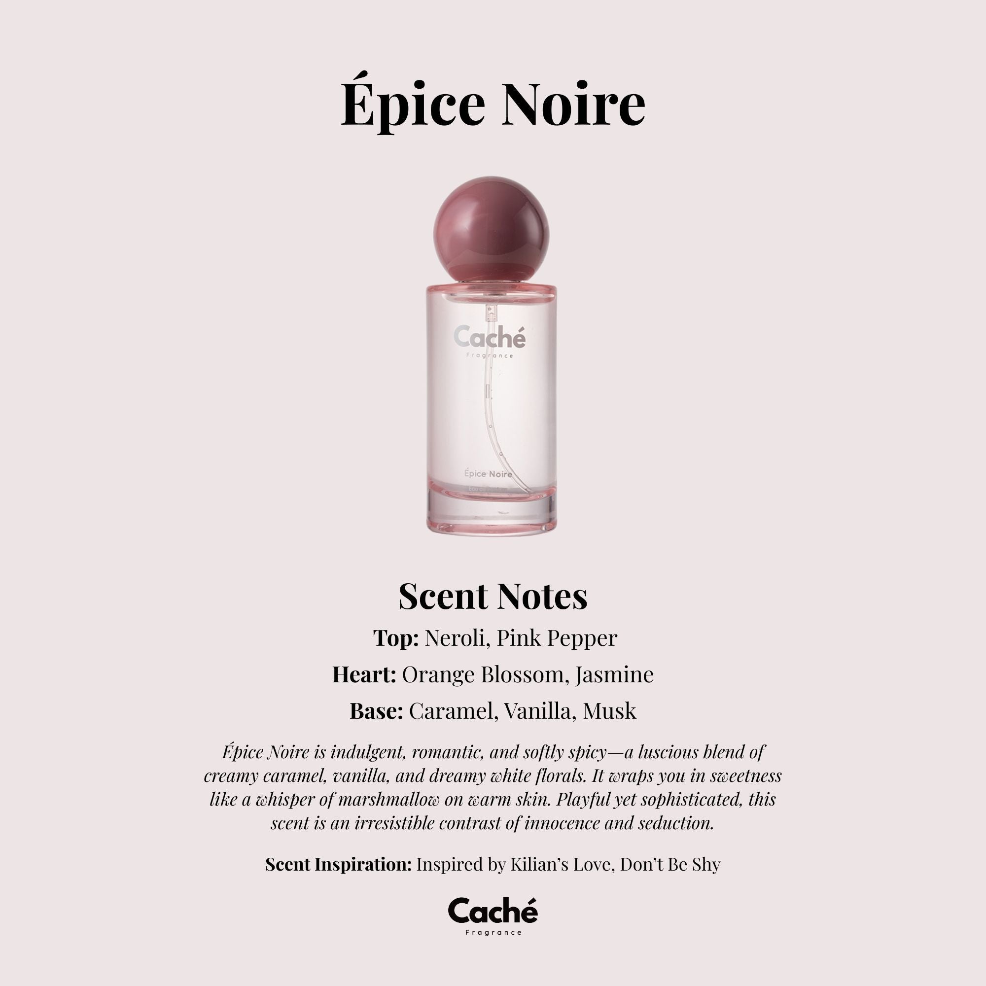 Caché Épice Noire 50ml Eau de Parfum glass perfume bottle showcasing sweet and sensual fragrance — view 2