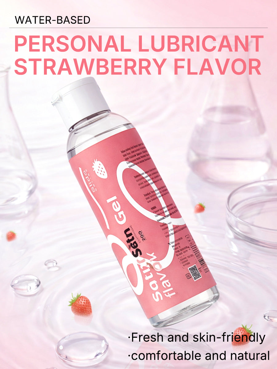 Strawberry flavored water-based personal lubricant gel bottle for couples intimacy and solo pleasure — view 2
