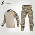 G3 tactical combat uniform set in multicam pattern featuring shirt, pants, and integrated protective pads