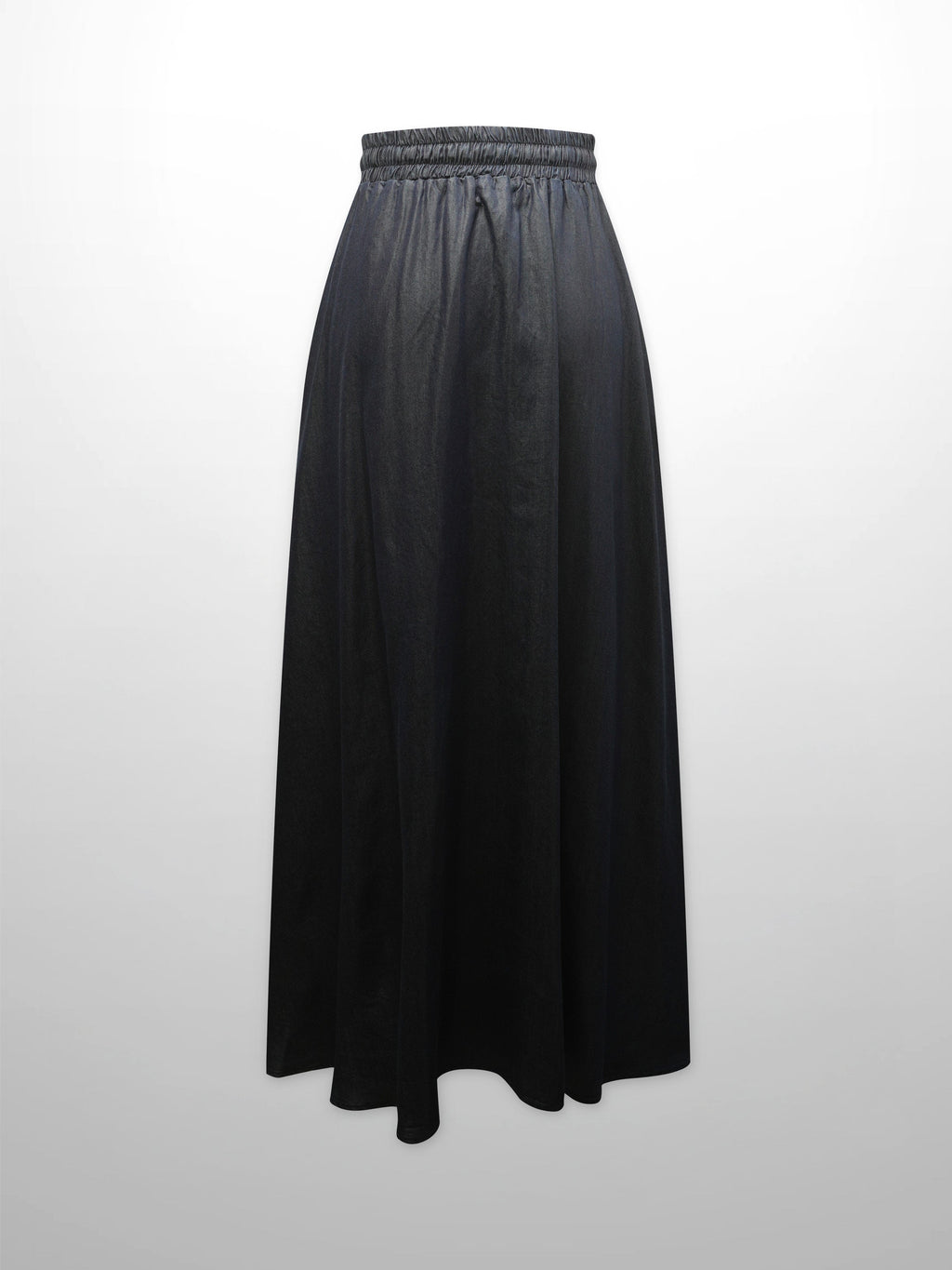 Drawstring Circle Skirt-Dark Blue Denim-2