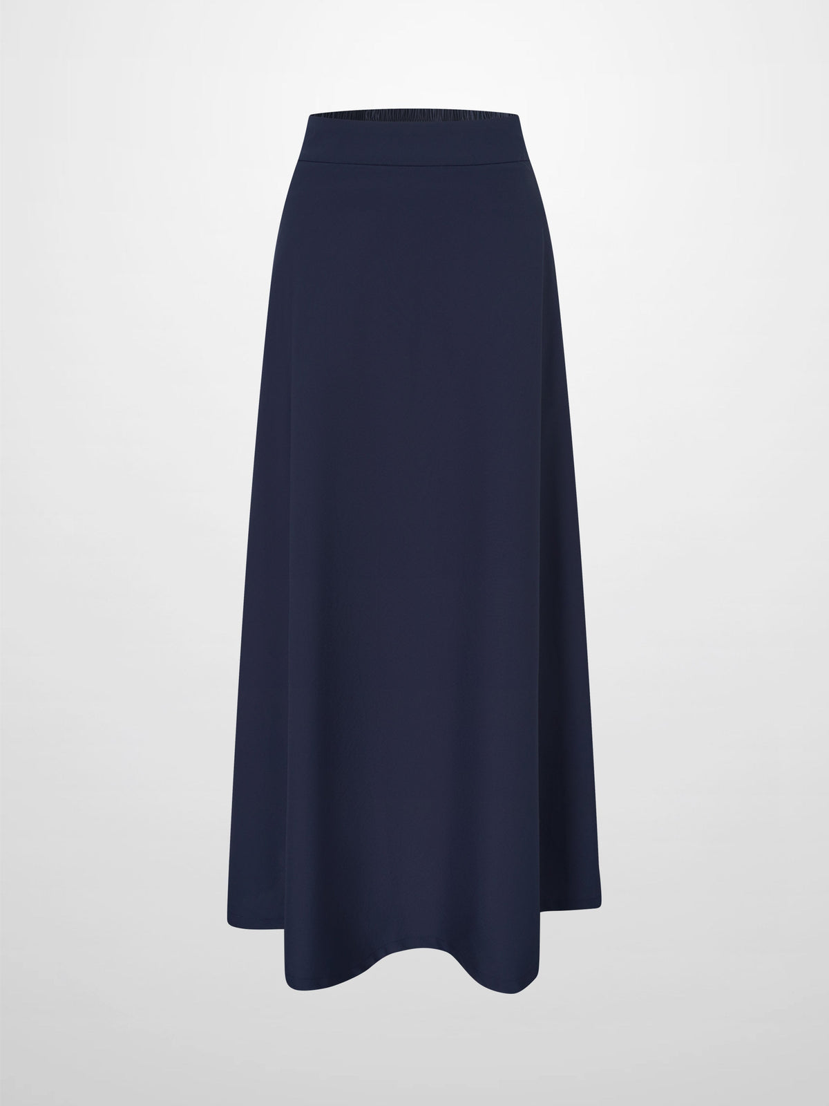 Elastic Back Maxi Cotton Blend Skirt-Navy-0