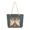 Woven tapestry rope tote bag featuring an elegant Walter Crane swan and botanical art design