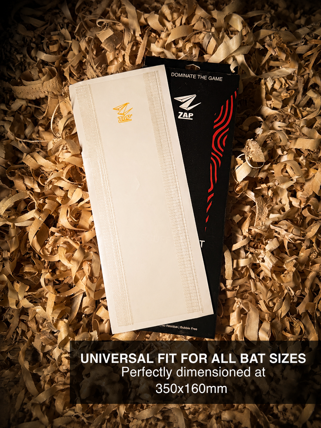 Transparent fibreglass cricket bat scuff sheet, self-adhesive protective film measuring 350x160mm for edge protection — view 2