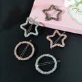 Silver rhinestone star circular hair clip elegant metal accessory for women