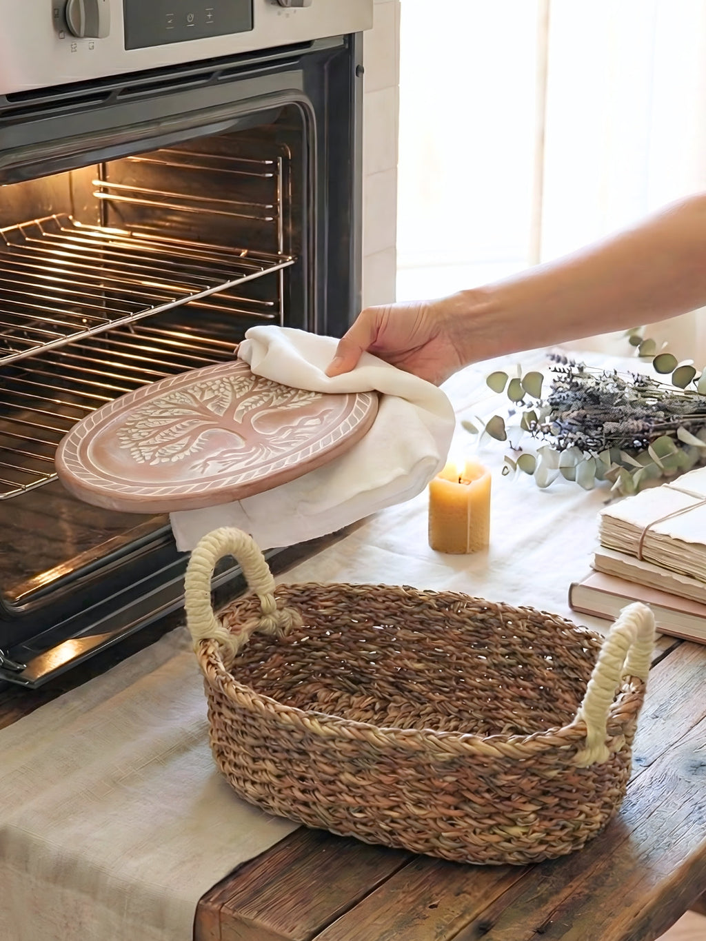Bread Warmer & Basket - Tree of Life Oval-3