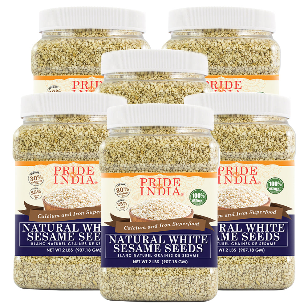 Raw unhulled white sesame seeds in a gourmet BPA-free plastic jar for baking and cooking — view 5