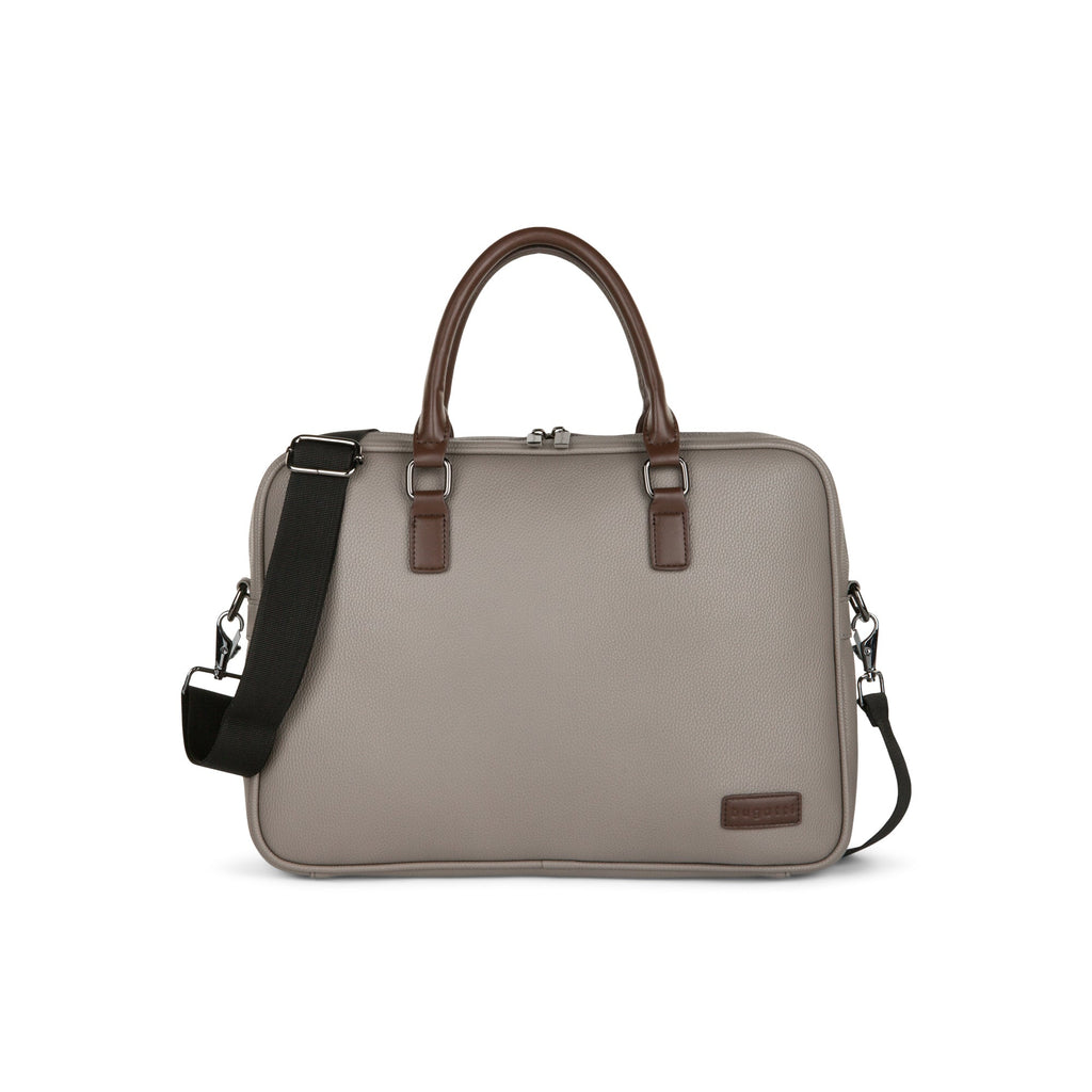 Contrast briefcase in pebble grain vegan leather, classic professional bag for daily commutes and travel