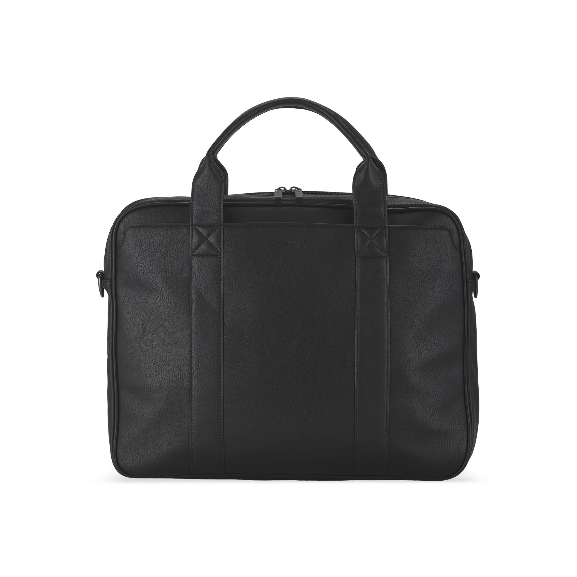 Palermo executive briefcase in premium dark material with top handle, adjustable strap, and sleek hardware