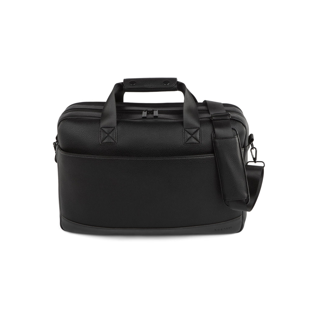 Textured vegan leather Central Briefcase with top handles and shoulder strap for modern business professionals