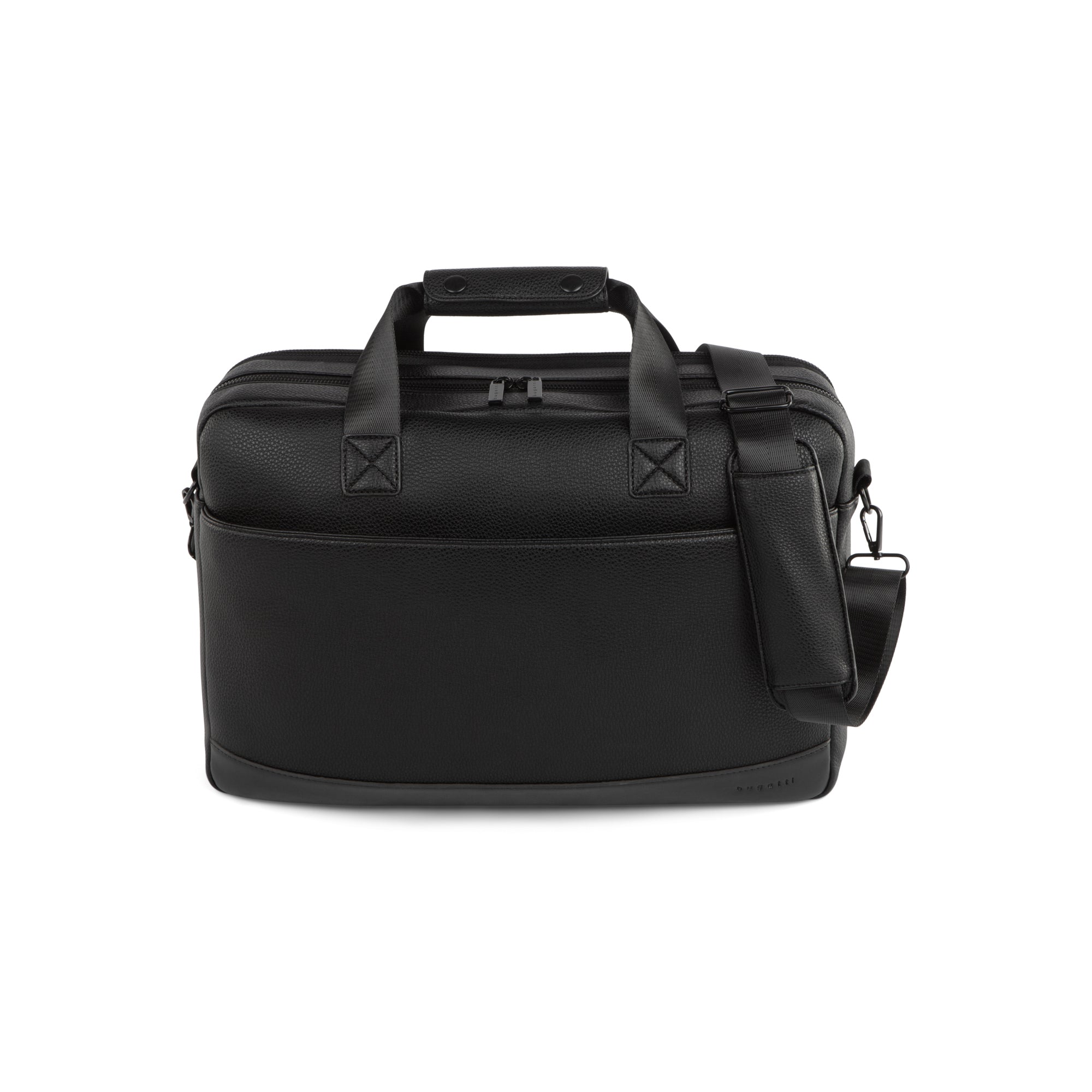 Textured vegan leather Central Briefcase with top handles and shoulder strap for modern business professionals
