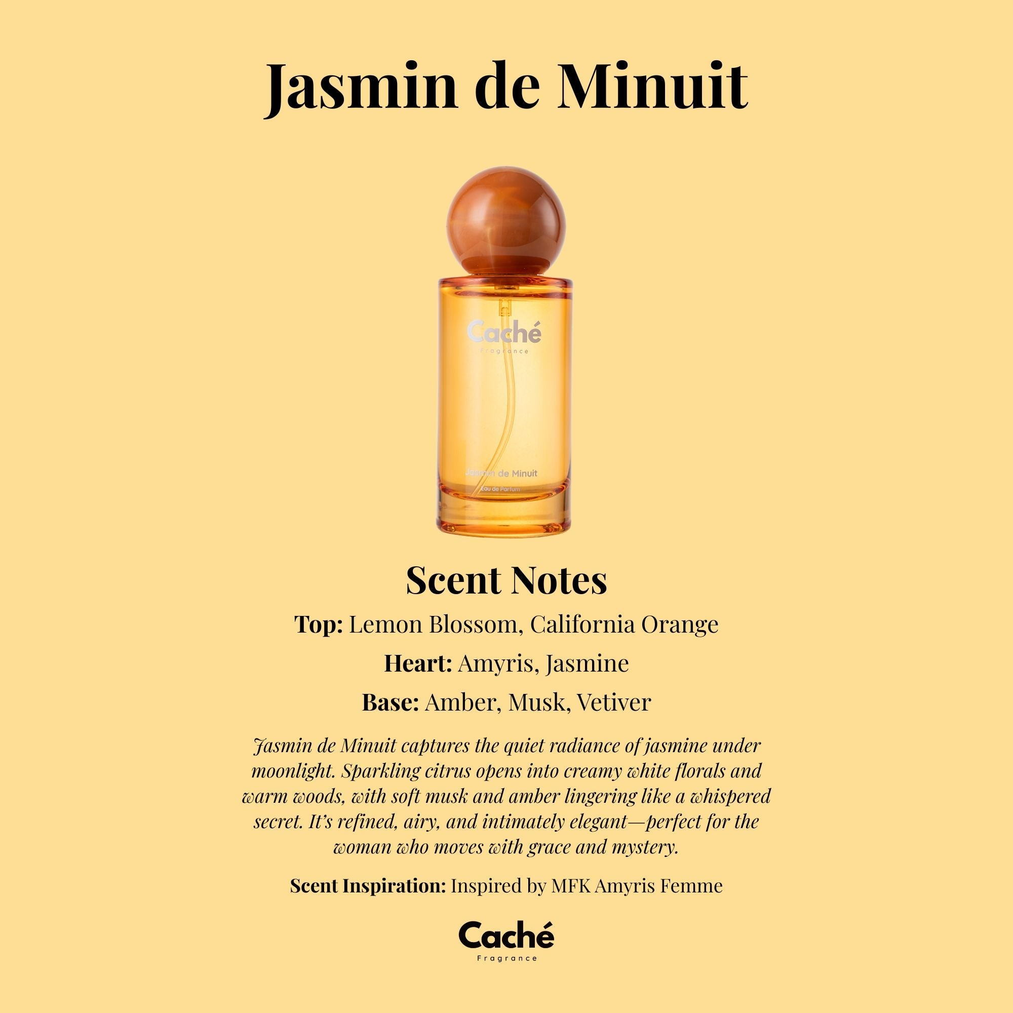 Caché Jasmin de Minuit 50ml glass perfume bottle with elegant minimalist design — view 2