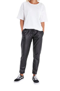 Comfy Cool Foldover Waistband Faux Leather Maternity Jogger Pants-0