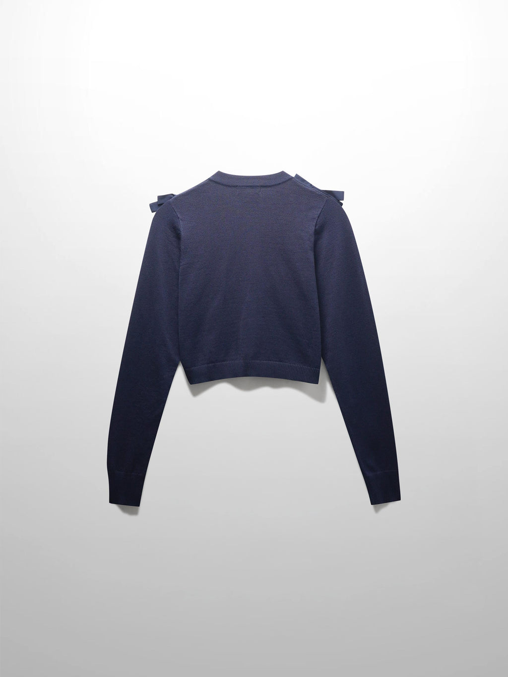 Cropped Bow Cardigan-Navy-1