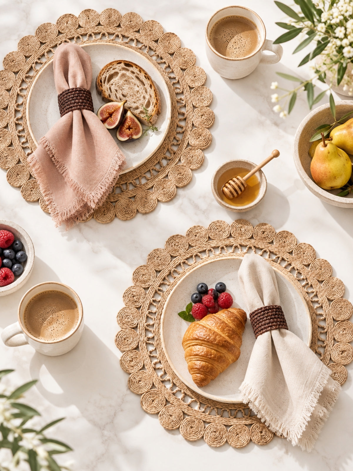 Jute Flower Placemat (Set of 2)-1