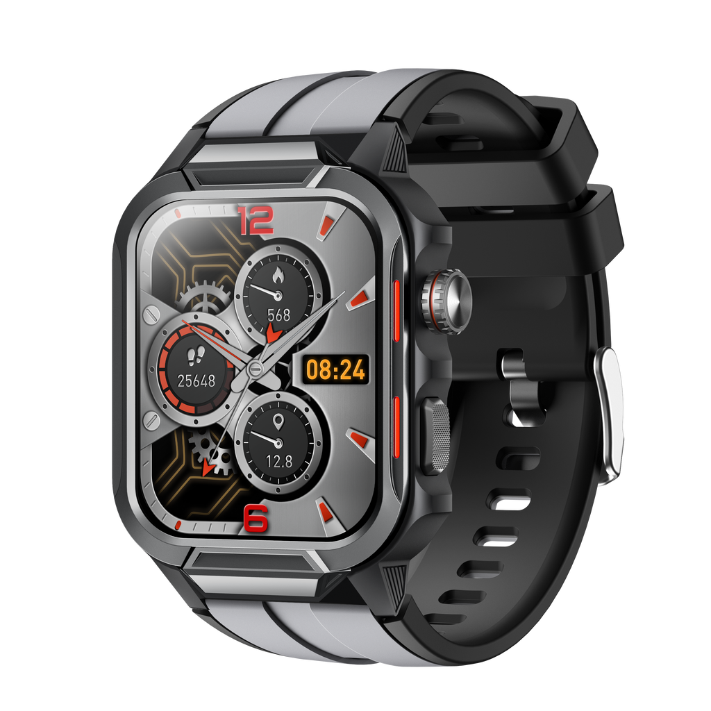 Black WAUTTON rugged smartwatch with 1.96 inch colorful display and durable waterproof wristband — view 5