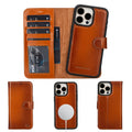Genuine leather Casper iPhone 14 wallet case with credit card slots and detachable magnetic back cover
