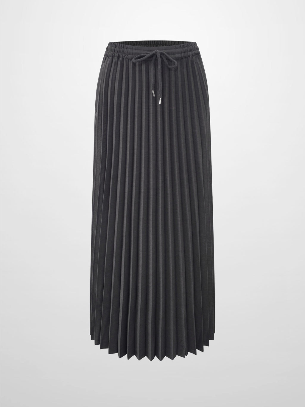 Elastic Waist Micro Pleat Skirt-Denim Black-1