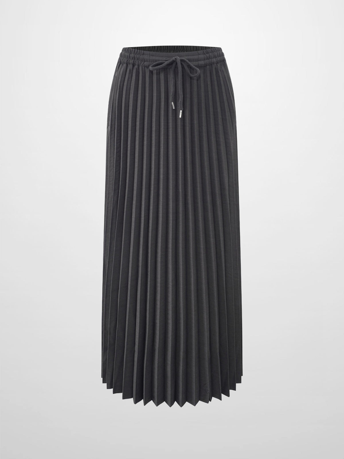 Elastic Waist Micro Pleat Skirt-Denim Black-1