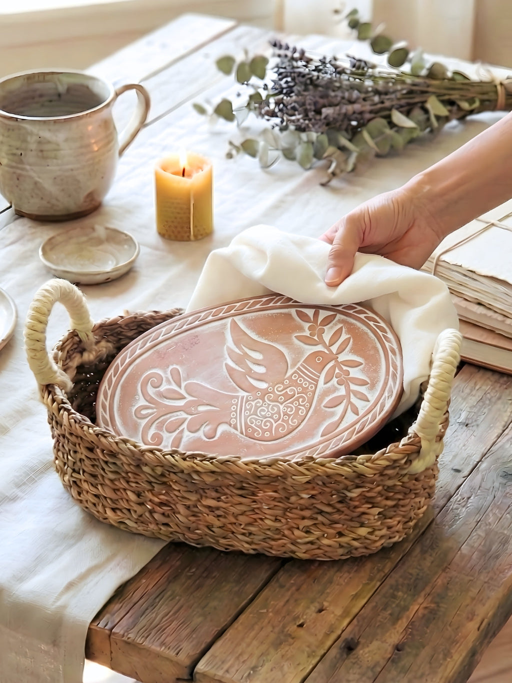 Bread Warmer & Basket - Bird Oval-1