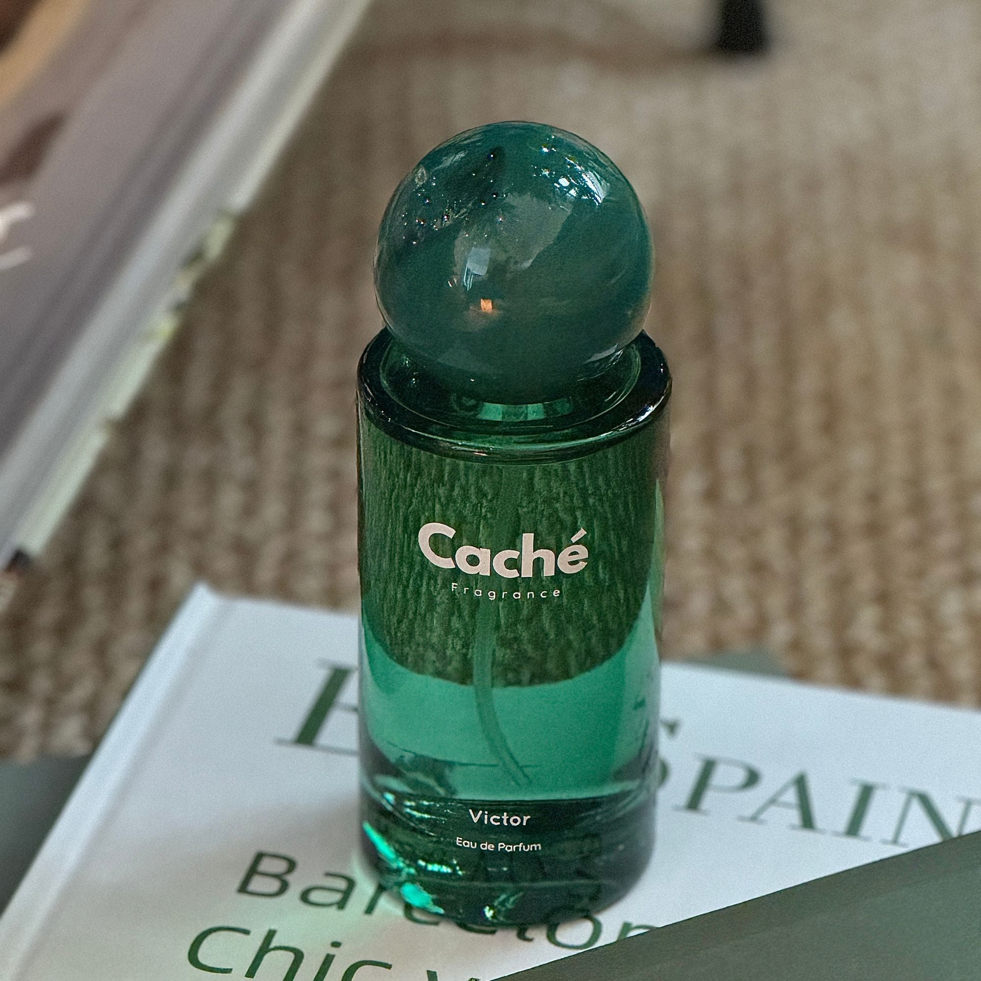 Caché Victor men's fragrance 50ml glass Eau De Parfum bottle featuring an elegant modern design — view 3