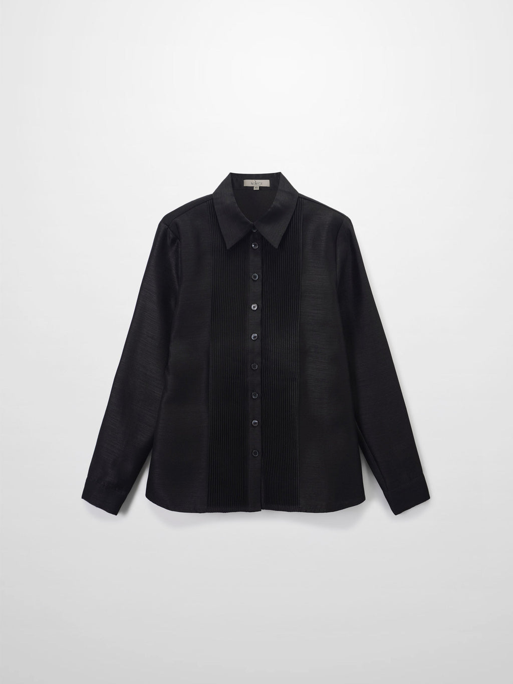 Pintuck Button Down Blouse-Black-1