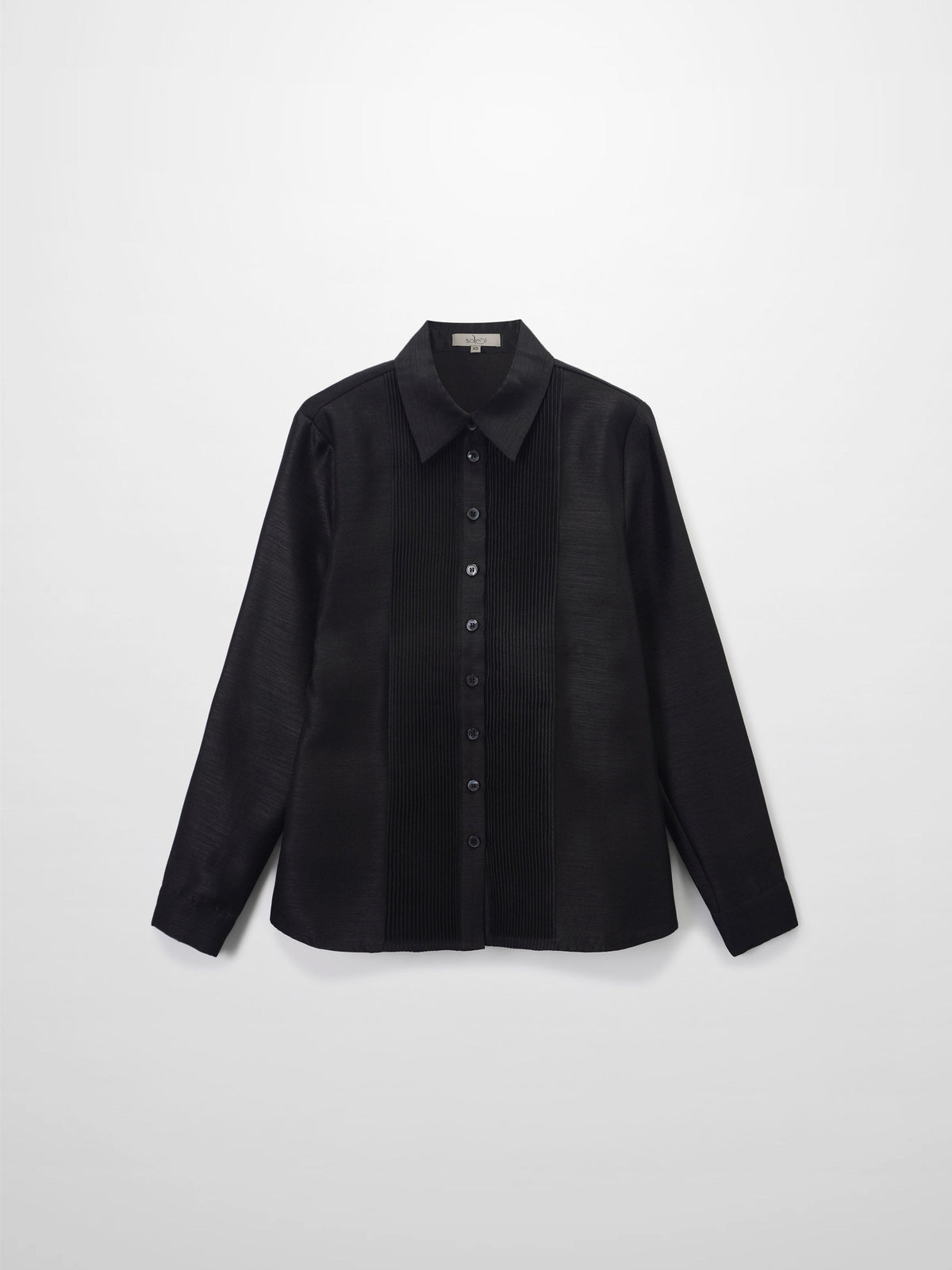 Pintuck Button Down Blouse-Black-1