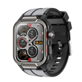 Black WAUTTON rugged smartwatch with 1.96 inch colorful display and durable waterproof wristband