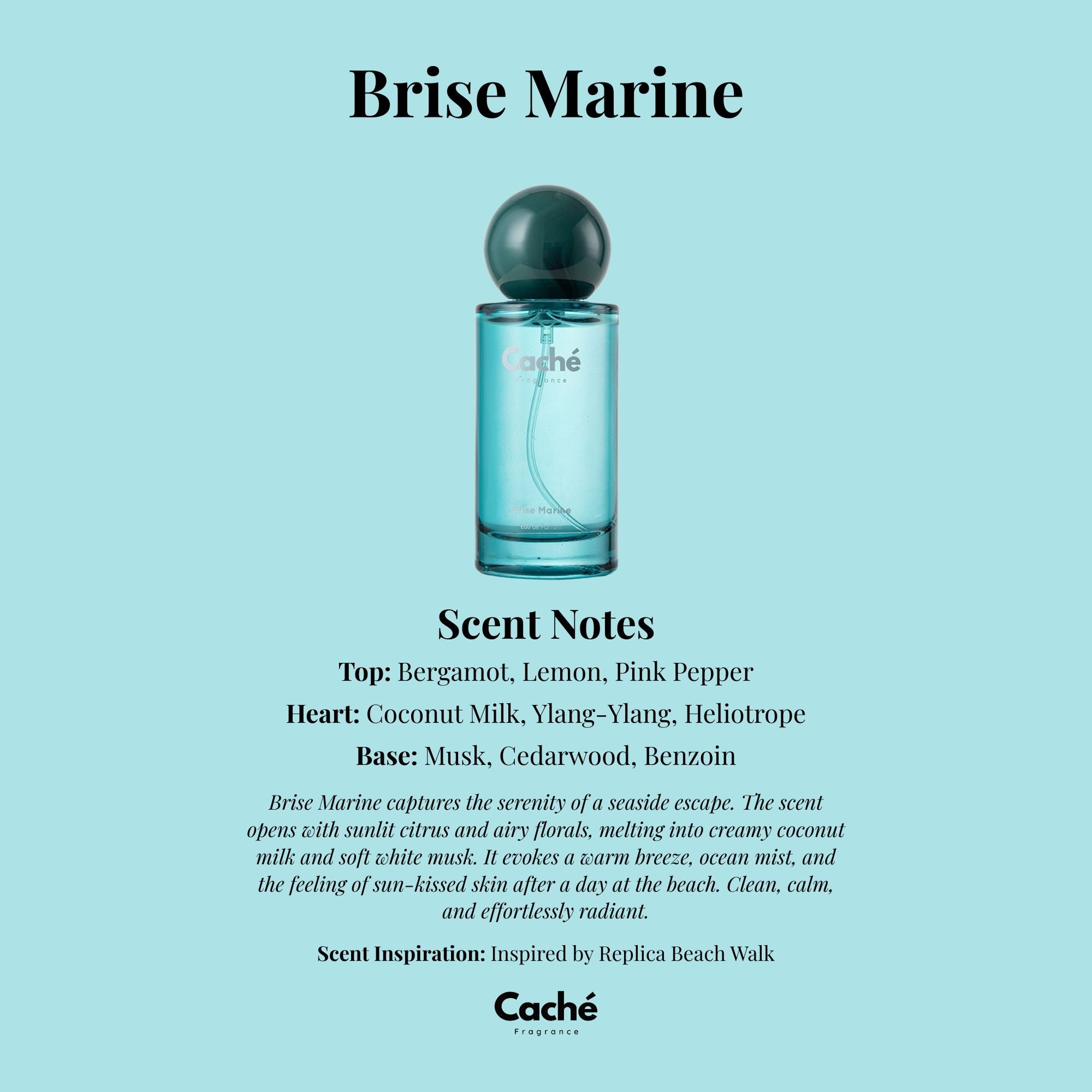 Caché Brise Marine 50ml fresh coastal unisex fragrance glass bottle on a clean background — view 2