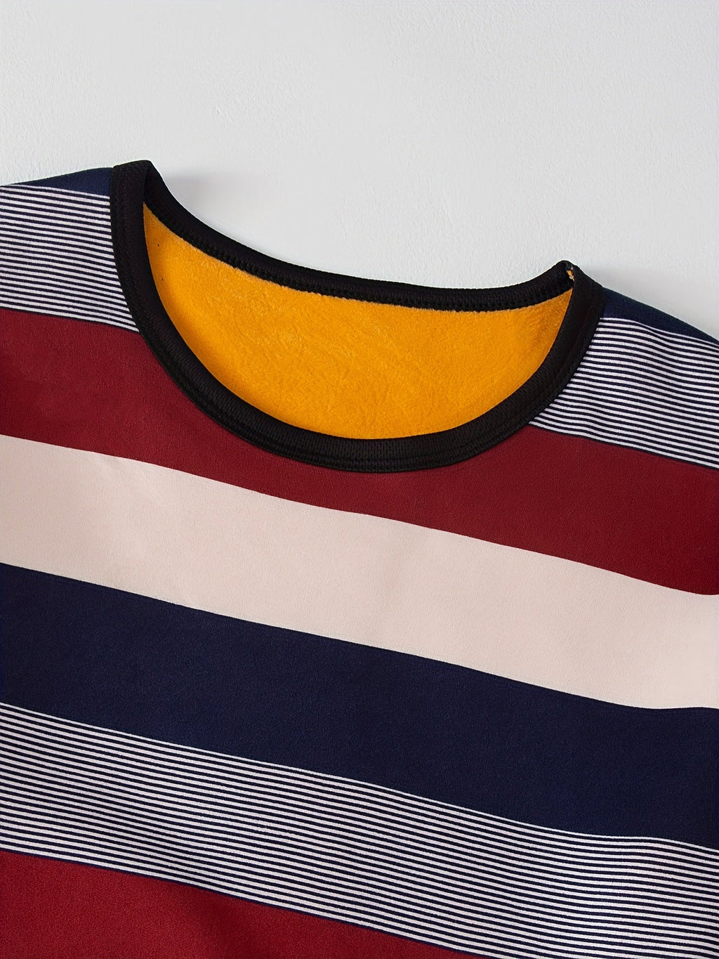 Men's thermal striped skiing fleece shirt in skinny fit stretch knit with crew neck design — view 4