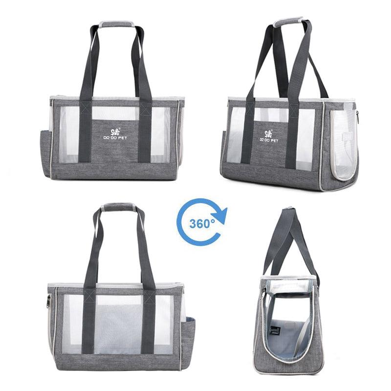 Portable pet adventure backpack in durable oxford cloth with breathable mesh panels and storage pockets — view 5