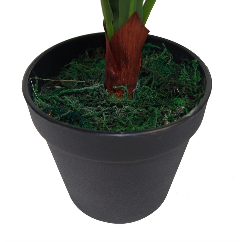Artificial birds nest fern with large realistic green fronds in a plastic weighted pot — view 4