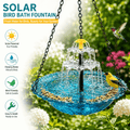 Solar hanging bird bath fountain with rust-resistant chains, flowing water, and spacious bowl for wild birds
