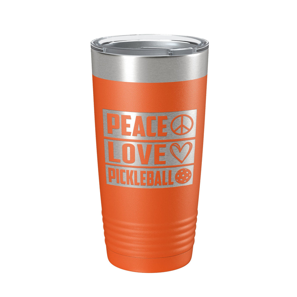 Peace Love Pickleball laser engraved 20 oz stainless steel travel tumbler with clear straw lid — view 5