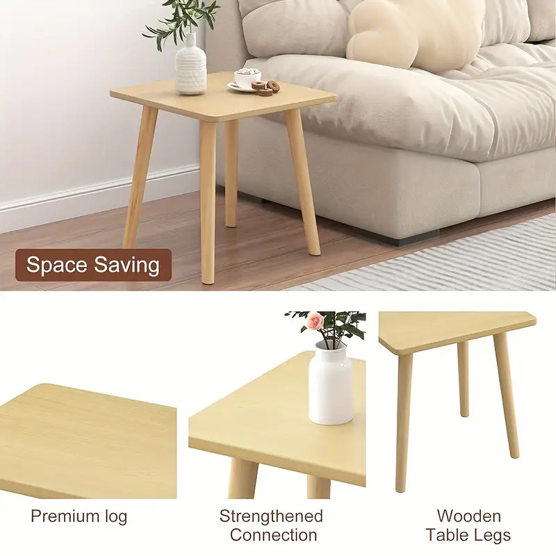 Rustic wood side table in natural finish, compact design for living rooms or bedrooms — view 4