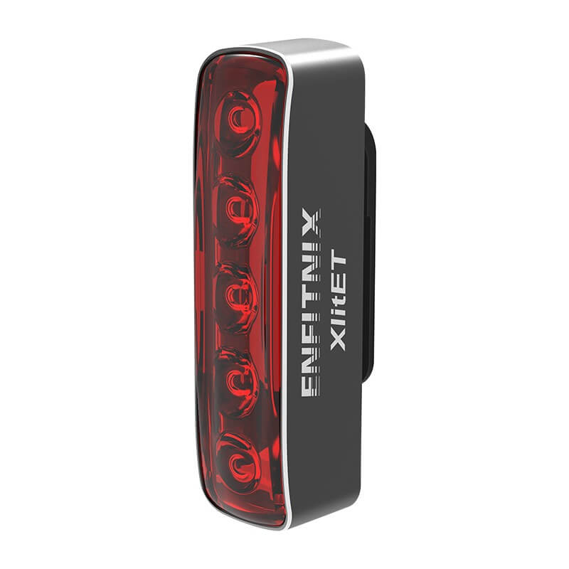 Enfitnix XlitET black aluminum smart bicycle tail light with bright red LED and sleek design