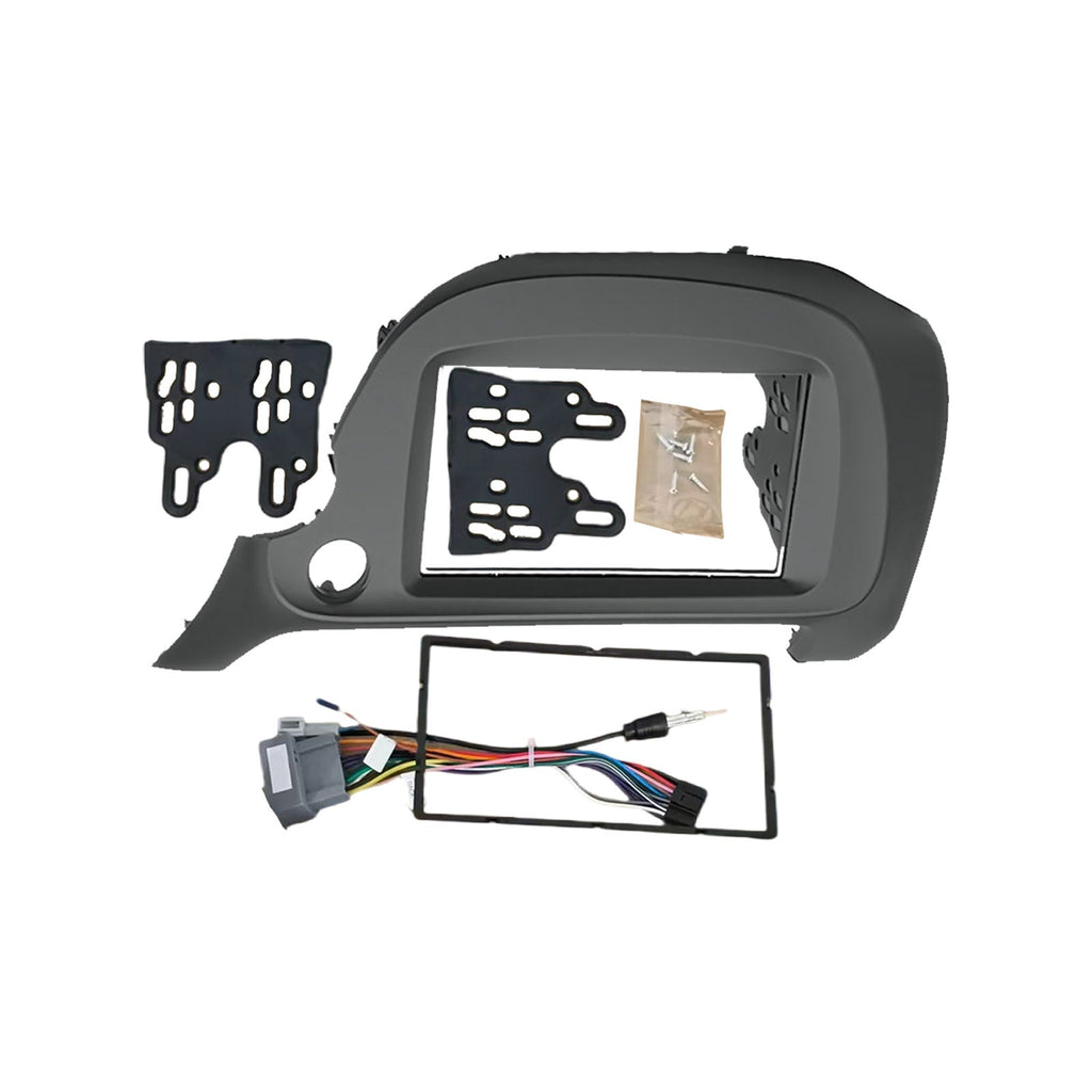Black ABS plastic car stereo radio dash panel trim and Android navigation adapter cable set