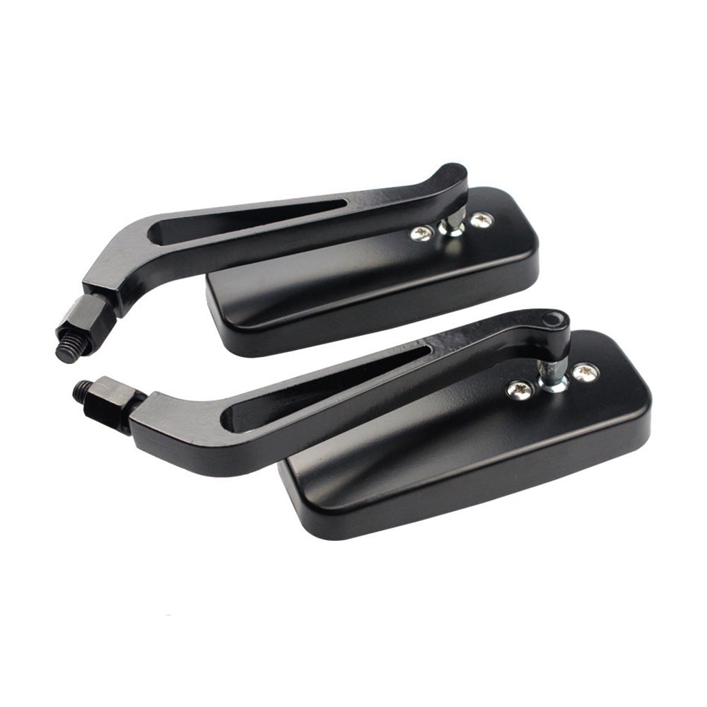 Black aluminum motorcycle mirrors with smoke blue anti-glare lenses and mounting hardware — view 5