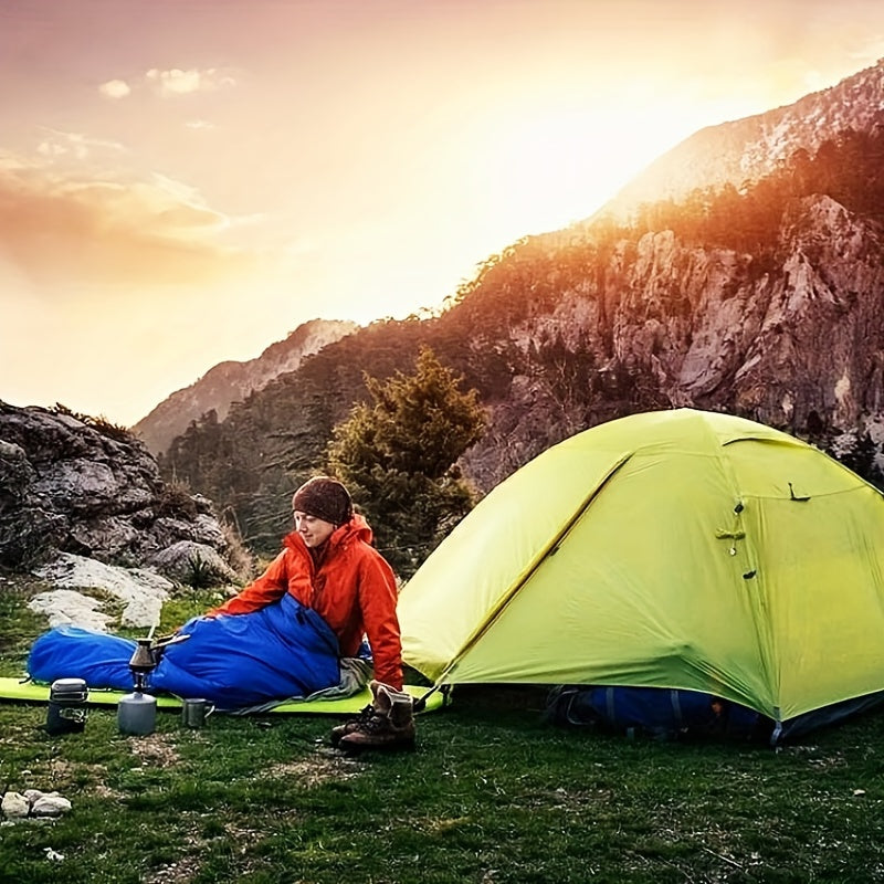 Sapphire blue thick cold weather camping sleeping bag with secure zipper and soft polyester lining — view 4