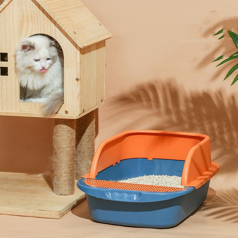 Large blue enclosed cat litter box made of durable plastic with a semi-enclosed entry — view 5