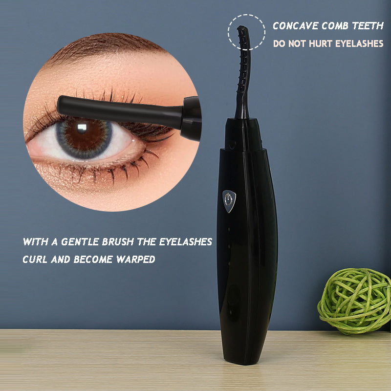 Electric heated eyelash curler with anti-scalding comb and sleek handle for natural lash lifting — view 2